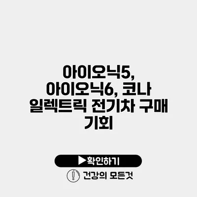 아이오닉5, 아이오닉6, 코나 일렉트릭 전기차 구매 기회