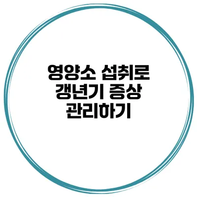 영양소 섭취로 갱년기 증상 관리하기