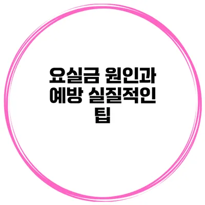 요실금 원인과 예방 실질적인 팁