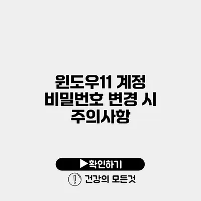 윈도우11 계정 비밀번호 변경 시 주의사항
