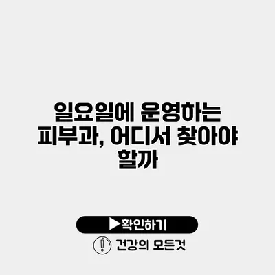 일요일에 운영하는 피부과, 어디서 찾아야 할까?