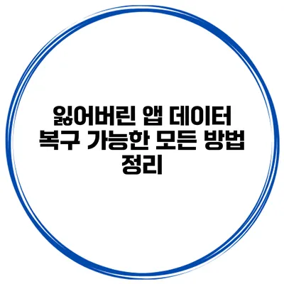 잃어버린 앱 데이터 복구 가능한 모든 방법 정리