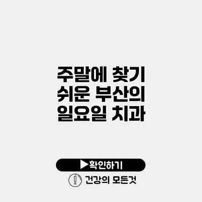 주말에 찾기 쉬운 부산의 일요일 치과