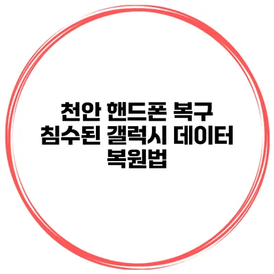 천안 핸드폰 복구 침수된 갤럭시 데이터 복원법