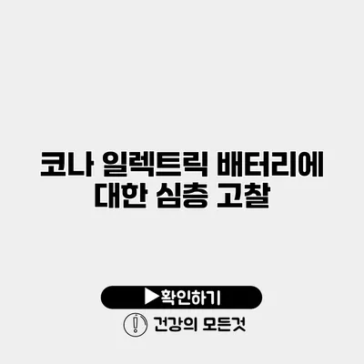 코나 일렉트릭 배터리에 대한 심층 고찰