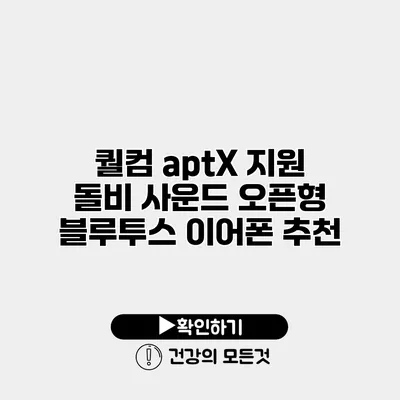 퀄컴 aptX 지원 돌비 사운드 오픈형 블루투스 이어폰 추천