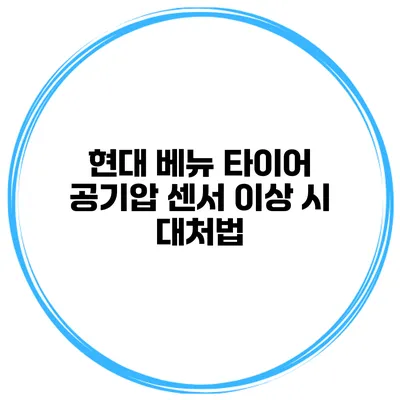 현대 베뉴 타이어 공기압 센서 이상 시 대처법