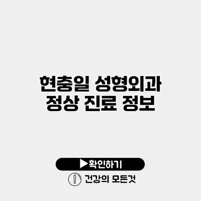 현충일 성형외과 정상 진료 정보