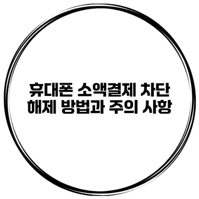 휴대폰 소액결제 차단 해제 방법과 주의 사항